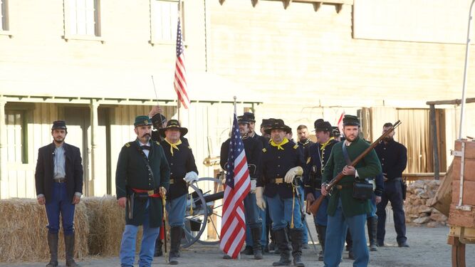 Ejército de La Unión durante la reconstrucción histórica del sitio de Vicksburg.
