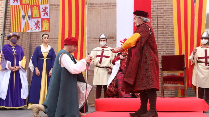 Acto del nombramiento del nuevo alcaide en Fiñana ante la presencia de los Reyes Católicos.