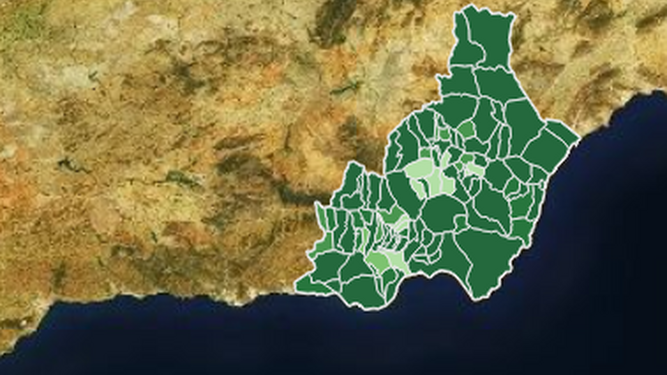 Mapa de la incidencia por municipios en Almería.