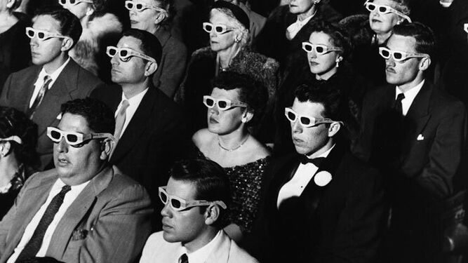 Proyección del primer filme íntegro en 3D (Paramount Theater, Hollywood, 1952).