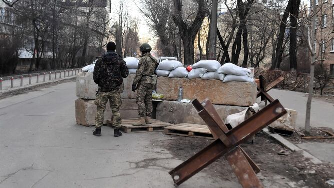 Una barricada en Kiev