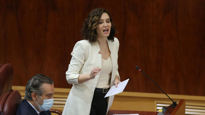 Isabel Díaz Ayuso en el pleno de la Asamblea de Madrid.