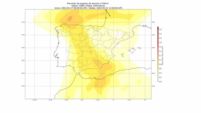Previsión de la llegada de polvo sahariano a Almería.