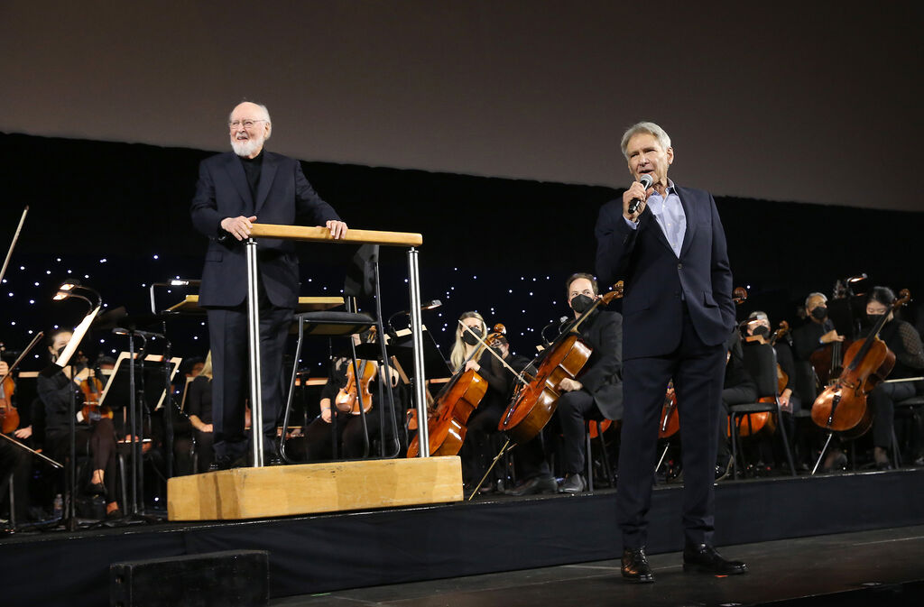 John Williams y Harrison Ford en el evento de Indiana Jones en la Star Wars Celebration