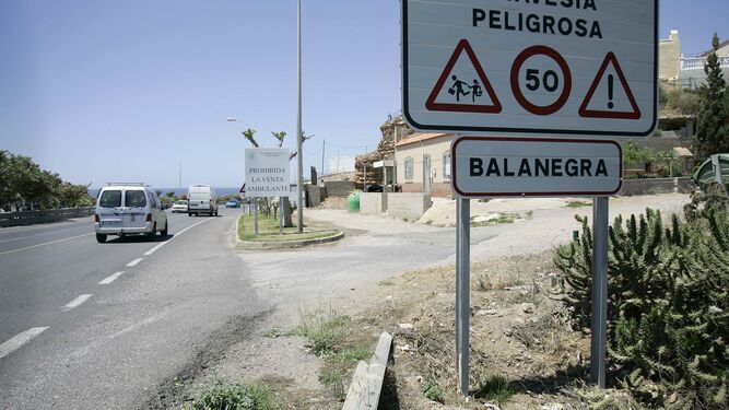 Cartel de entrada a Balanegra.