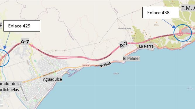 El Gobierno aprueba el proyecto del tercer carril en un tramo de la A-7 entre Roquetas y Almería