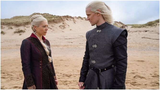 Emma D'Arcy (Rhaenyra Targaryen) y Matt Smith (Daemon Targaryen), en 'La Casa del Dragón'