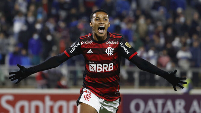 El brasileño celebra un gol en la Copa Libertadores con el Flamengo
