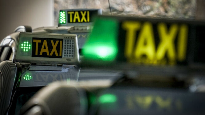 Luminosos de varios taxis en Sevilla.