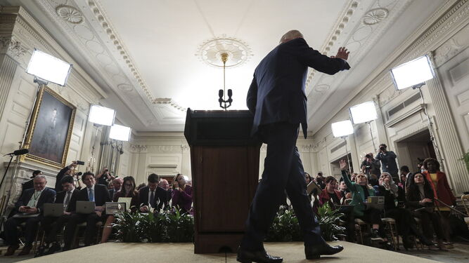 El presidente de EEUU, Joe Biden, durante la rueda de prensa en la Casa Blanca.