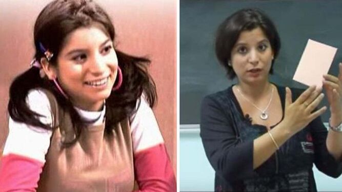 La actriz Sofía Nieto en el papel de Natalia Cuesta y una imagen más actual como profesora de matemáticas.