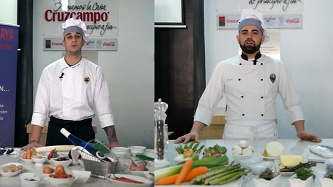 Francisco Ramón Gómez Guerrero y Juan José Grande Berenguer, del CPIFP Almeraya de Almería elaborando el plato que le ha dado el paso a la final