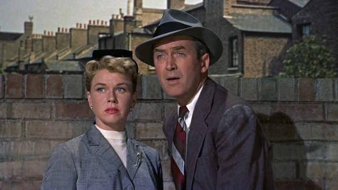 Doris Day y James Stewart en 'El hombre que sabía demasiado' (1956, A. Hitchcock).