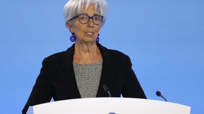 Christine Lagarde, presidenta del BCE, este jueves en Francfort