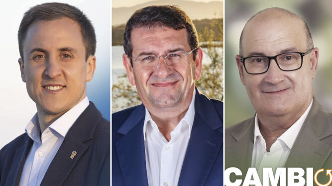 Alfonso García (PP), Martín Gerez (PSOE) y Diego Núñez (UCIN), candidatos a la Alcaldía de Vera.
