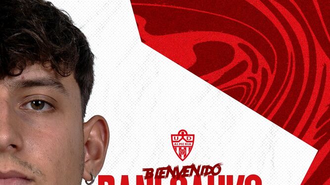 Cartel con el que la UD Almería anunciaba la incorporación del defensa Dani Sauko para su juvenil.