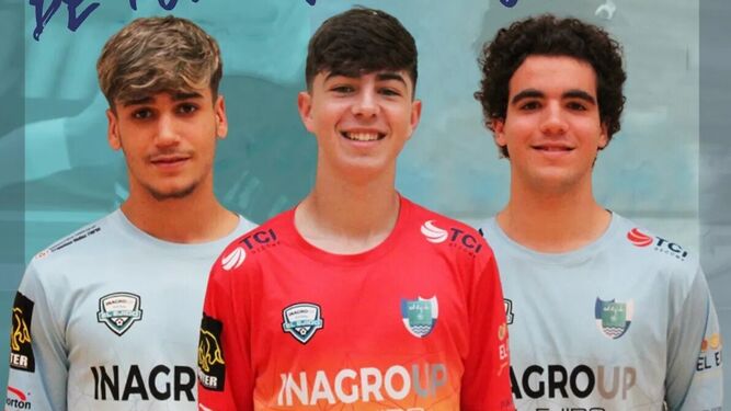Cartel con el que El Ejido Futsal anunciaba los tres juveniles que harán la pretemporada con el primer equipo.