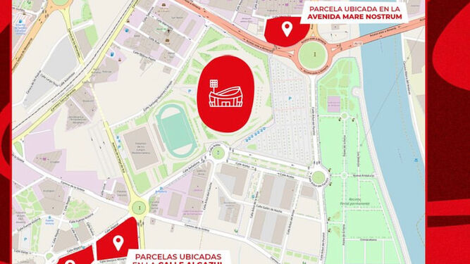Plano de la zona de aparcamiento que estará habilitado para los asistentes al encuentro que disputan la UD Almería y el Real Madrid.