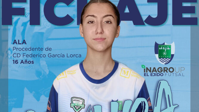 Cartel con el que El Ejido Futsal anunciaba la incorporación de la ala Ainhoa Ortega.