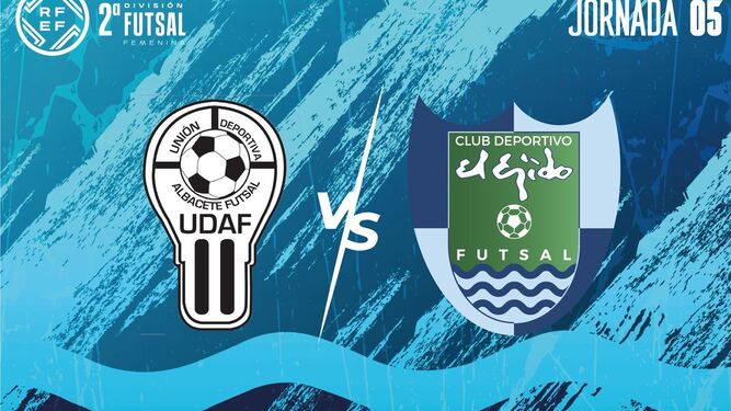 Cartel con el que El Ejido Futsal anuncia su visita a UDAF Afanion de Albacete de este domingo.