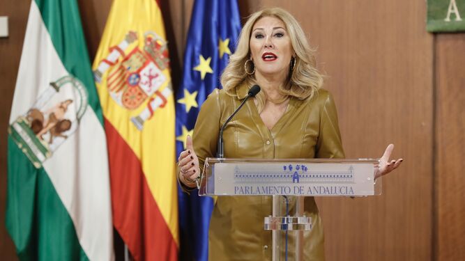 Carolina España en el Parlamento de Andalucía.