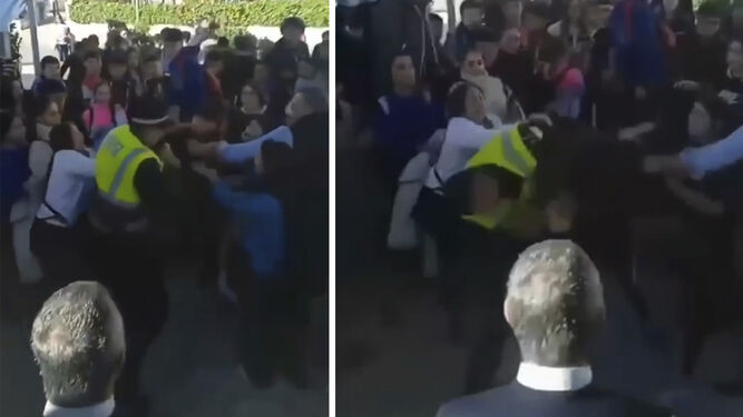 Dos imágenes de la agresión captada en vídeo.