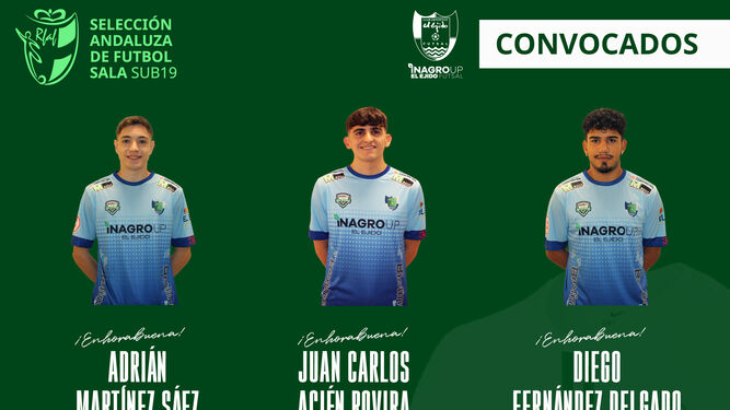 Cartel con los jugadores de El Ejido Futsal convocados para el Campeonato de España de Selecciones.
