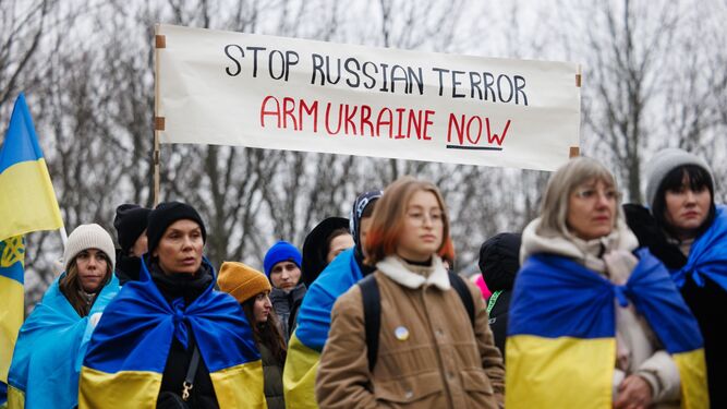 Manifestación a favor de Ucrania en Berlín.
