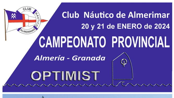 Cartel del Campeonato Provincial de clase Optimist de Vela que se celebrará en Almerimar.
