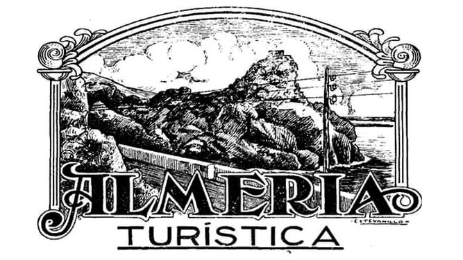 Grabado de 1928 del Carro y castillo de San Telmo, desde la carretera de El Cañarete