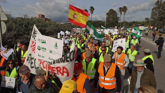 Manifestación de agricultores el pasado me de febrero en el Puerto de Algeciras.