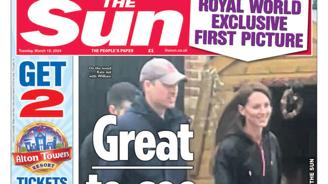 La portada de 'The Sun'  con los príncipes de Gales, en una instantánea pixelada
