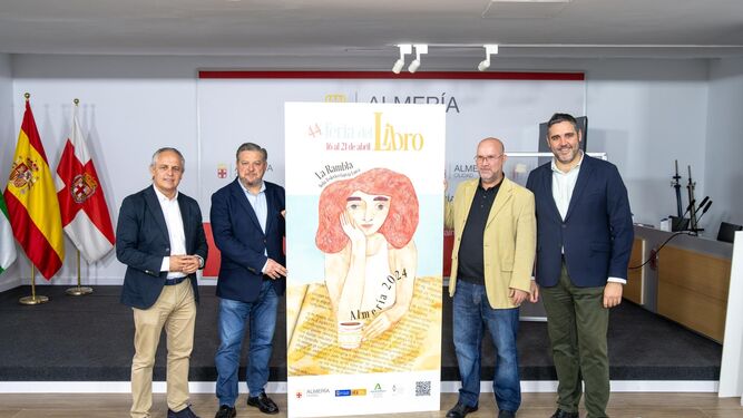 Mario Pulido, Diego Cruz, Manuel García Iborra y Juan José Alonso tras presentar la Feria del Libro de Almería.