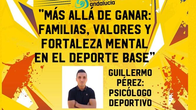 Cartel de la charla que impartirá el psicólogo deportivo Guillermo Pérez.