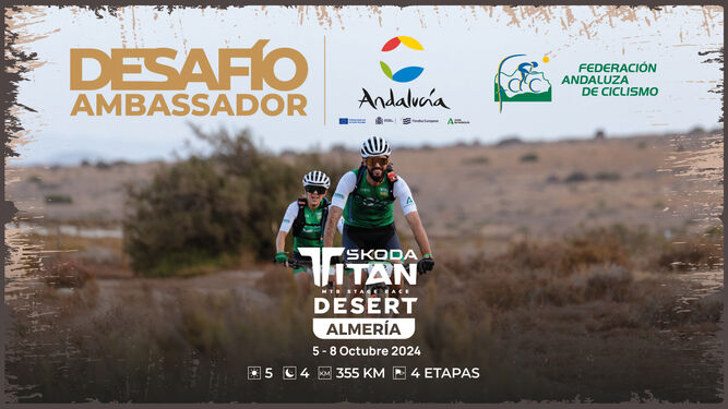 Cartel del Desafío Ambassador en la Škoda Titan Desert Almería que tendrá lugar en octubre.
