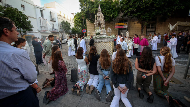 La procesión del Corpus el pasado año por las calles de Jerez.